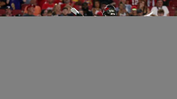 Tampa Bay Buccaneers safety Kaevon Merriweather (26) break up Baltimore Ravens tight end Charlie Kolar (88) catch as Tampa Bay Buccaneers cornerback Zyon McCollum (27) reacts during the second quarter at Raymond James Stadium. Mandatory Credit: Kim Klement Neitzel-USA TODAY Sports